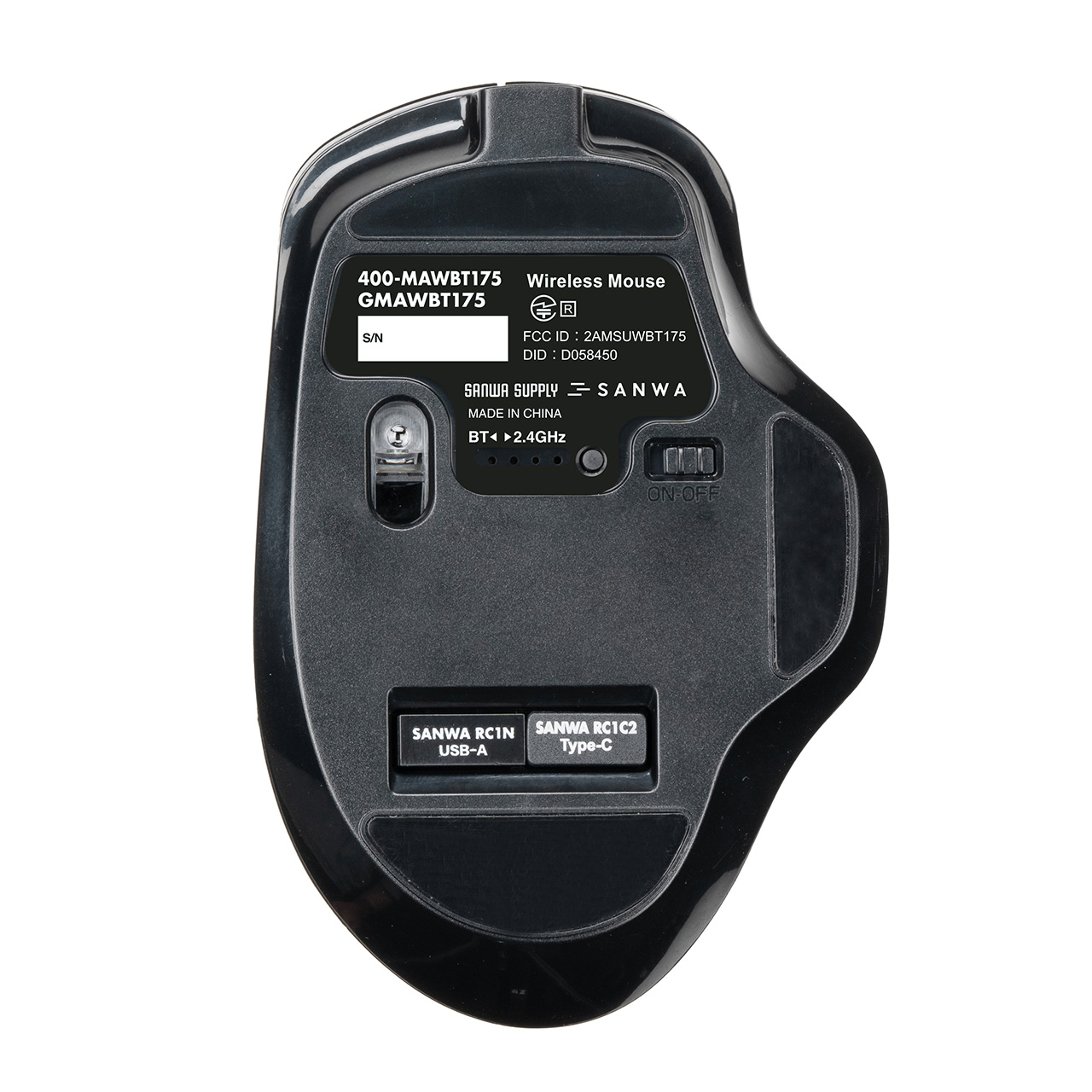 充電式マウス  ワイヤレスマウス Bluetoothマウス マルチペアリング Type-Aワイヤレス Type-Cワイヤレス 静音ボタン 5ボタン 400-MAWBT175