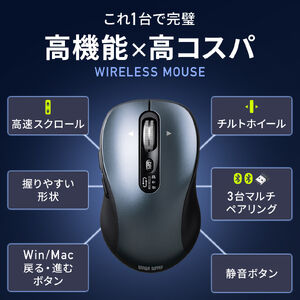 【高級】 ワイヤレスマウス ブラックレザー シルバーホイール 5ボタン サンワダイレクト本店 サンワサプライ【オフィス・PC周辺通販】