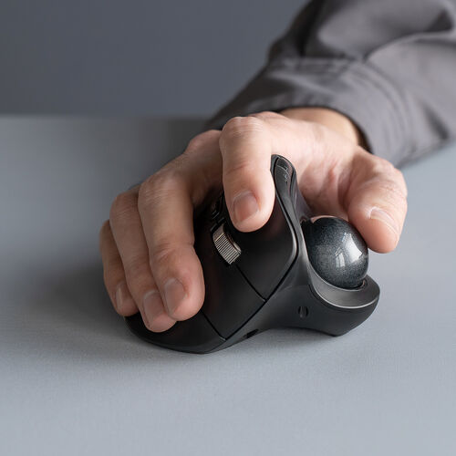 �g���b�N�{�[���}�E�X �`���g�z�C�[�� �����X�N���[�� �G���S�m�~�N�X �É� 2.4GHz Bluetooth ���C�����X 5�{�^�� USB-C�[�d�� �u���b�N