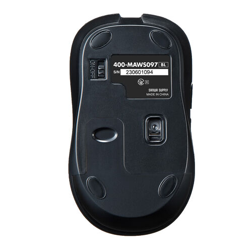 ワイヤレスマウス 静音 5ボタン 2.4GHz 無線 マウス Type-A レシーバー DPI切替え ラバーコーティング 多ボタン コスパ ブルー 400-MAWS097BL