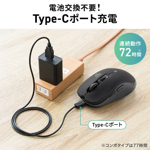 電池交換不要、USB-C充電対応。選べる3タイプの静音マウスを発売