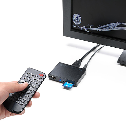 メディアプレーヤー デジタルサイネージ セットトップボックス HDMI MP4 FLV MOV MP3対応 USBメモリ SDカード 写真 動画 オートプレイ 400-MEDI020H