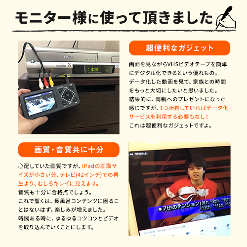 ビデオキャプチャー（ビデオデジタル機・デジタル保存・ビデオテープ・テープダビング・モニター確認・USB/SD保存・HDMI出力）