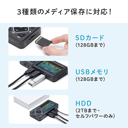 【ビジネス応援セール】ビデオキャプチャー（AV接続・HDMI接続・デジタル保存・ビデオテープ・テープダビング・モニター確認・USB/SD保存・HDMI出力） 400-MEDI034