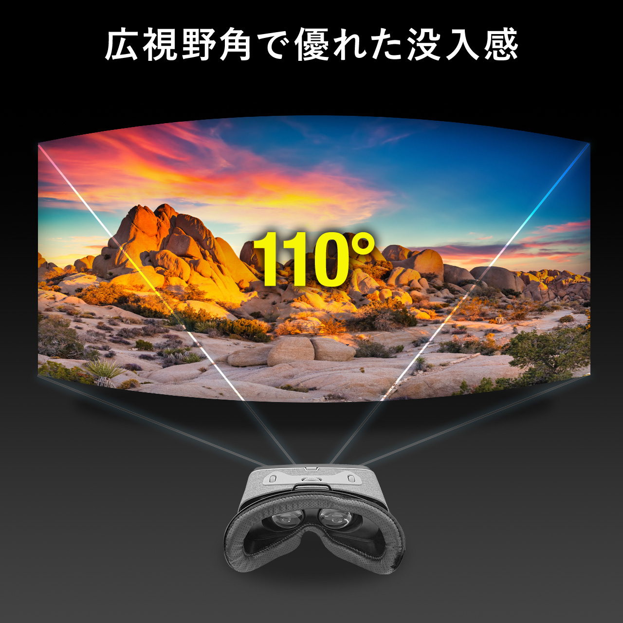 VRゴーグル バーチャルゴーグル ヘッドマウントディスプレイ メガネ対応 スマートフォン iPhone Android 400-MEDIVR9