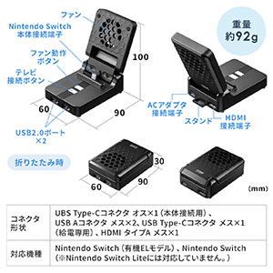 Switchドック 冷却ファン付き 充電スタンド USBハブ HDMI出力 有機EL