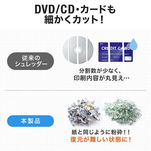 業務用シュレッダー CD/DVD カード対応 クロスカット 12枚細断 連続8分