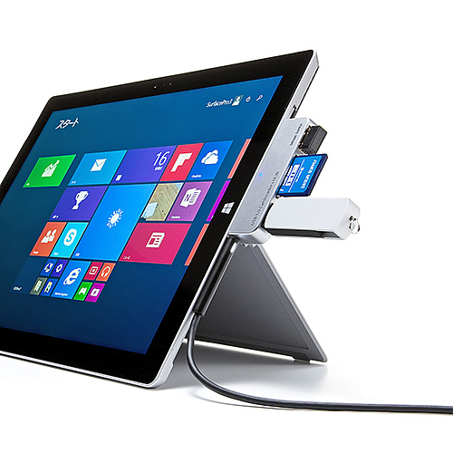 Surface専用USB3.0カードリーダー（Surface Pro 3・USB3.0ハブ 2ポート