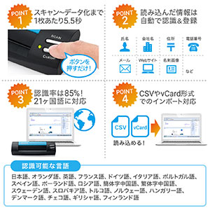 名刺スキャナー 名刺をスキャンしてデータ化 管理ソフト付き A6サイズ