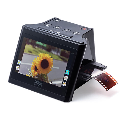 フィルムスキャナー 高画質 2200万画素 4200dpi モニタ付 ネガ デジタル化 ポジ対応 HDMI出力 テレビ出力対応  35mm/110/126/スライドフィルム用ホルダー付き 400-SCN058