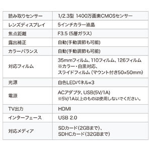 フィルムスキャナー 高画質 2200万画素 4200dpi モニタ付 ネガ 