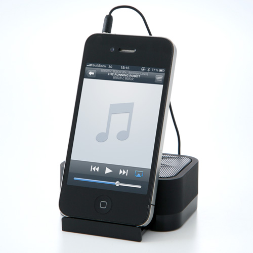 iPhone5・スマートフォン ミニポータブルスピーカー（3W・ブラック） 400-SP034BK