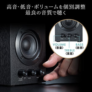 アンプ内蔵スピーカー 16W出力 木製キャビネット ブックシェルフ