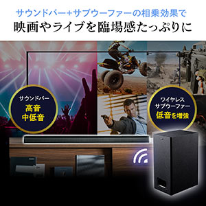 サウンドバー（テレビスピーカー・Bluetooth対応・最大200W出力