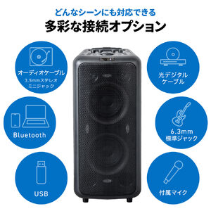 イベントスピーカー 拡声器 ワイヤレスマイク 2本付属 最大180W