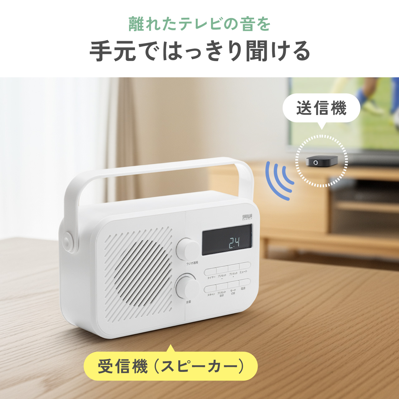 【未開封】ワイヤレス　テレビスピーカー 本体 ホワイト　サンワサプライ サンワダイレクト本店 サンワサプライ【オフィス・PC周辺通販】