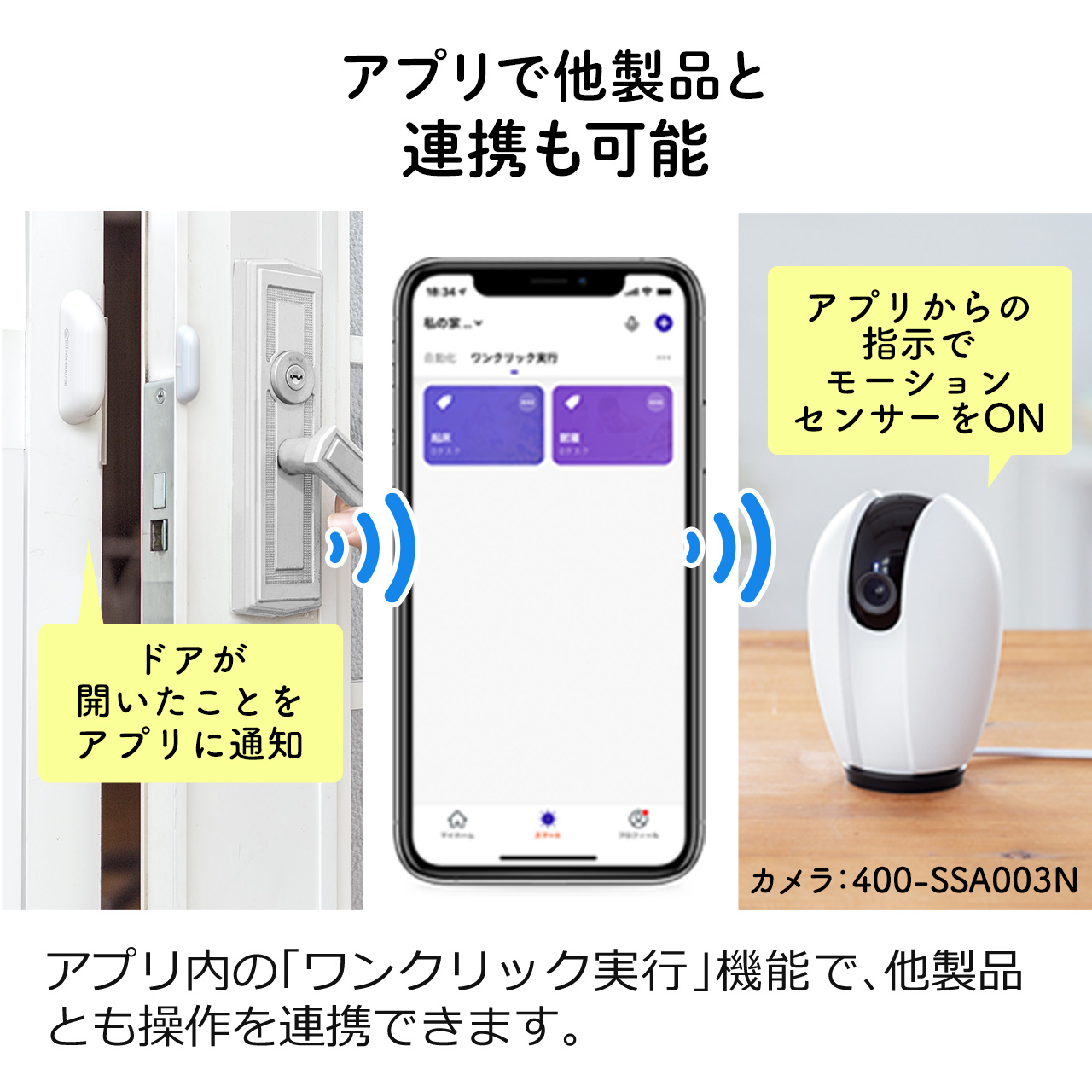 開閉センサー スマホ通知 防犯対策 Wi-Fi接続 ドア・ポスト設置 iPhone Android対応 400-SSA002