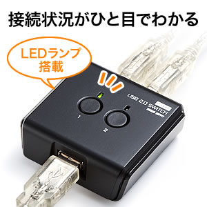 USB切替器 2台用（手動・USB2.0・プリンタ・外付けHDD・ワイヤレス 