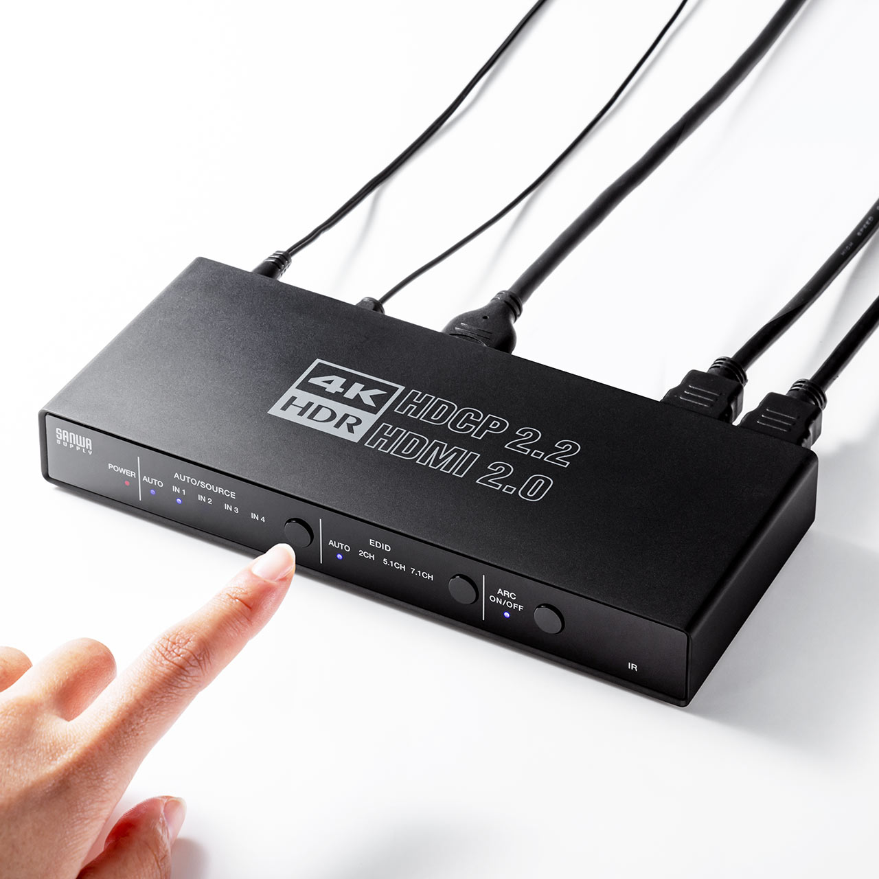 HDMI切替器 4K/60Hz HDR対応 4入力1出力 光デジタル 同軸デジタル端子 ARC対応 HDMIセレクター PS5動作確認済み  400-SW033 |サンワダイレクト