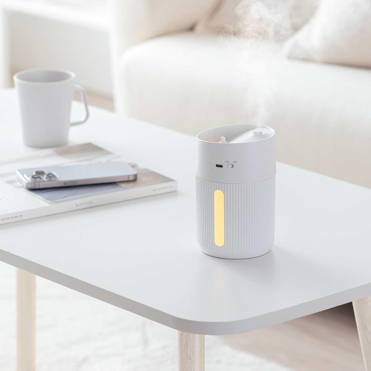 ������ ��� �����g�� �㕔���� �o�b�e���[�� USB�[�d 400ml ���R��h�~ �^�C�}�[�t�� �É� ���^ LED���C�g �I�t�B�X �Q�� �ォ�狋�� �z���C�g