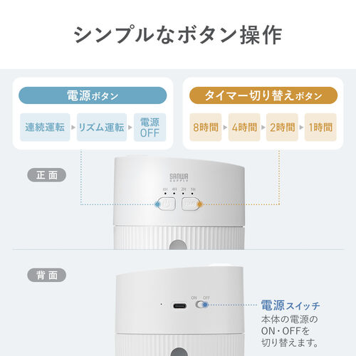 ������ ��� �����g�� �㕔���� �o�b�e���[�� USB�[�d 400ml ���R��h�~ �^�C�}�[�t�� �É� ���^ LED���C�g �I�t�B�X �Q�� �ォ�狋�� �z���C�g