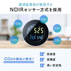 二酸化炭素濃度測定器（CO2測定・チェッカー・温度・湿度計・スタンド