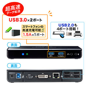 USBドッキングステーション（USBハブ・HDMI/DVI出力・ギガビット有線