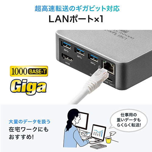 USB Type-C hbLOXe[V u^Cv PD/60WΉ 4KΉ 7in1 HDMI USB3.0~4 LAN 3.5mmCzWbN e[N [g ݑΖ 400-VGA015