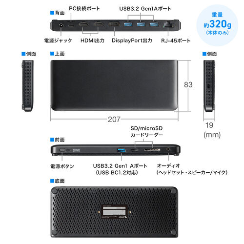 hbLOXe[V HDMI2 3ʏo͑Ή USB-Cڑ pACt ^ 4K/60HzΉ 400-VGA020