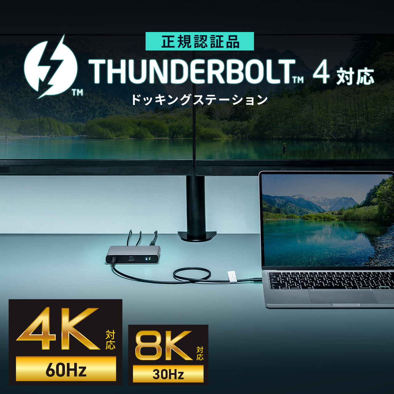 AEgbgFThunderbolt4 hbLOXe[V 2ʏo TB4~3|[g 85W PD[d TB4P[ut 40Gbps 4K/60Hz~2 USB A Z400-VGA026