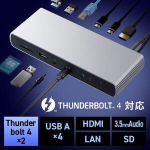 Thunderbolt4 hbLOXe[V 2ʏo TB4~2|[g HDMI~1 96W PD[d TB4P[ut 40Gbps 4K/60Hz~2 USB A ~4