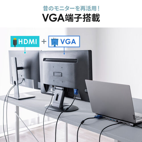 hbLOXe[V USB-C 2ʏo HDMI~2 + VGA tHD X^h^ PD100W 11in1 USBnu P[ǔ^ @l 400-VGA028