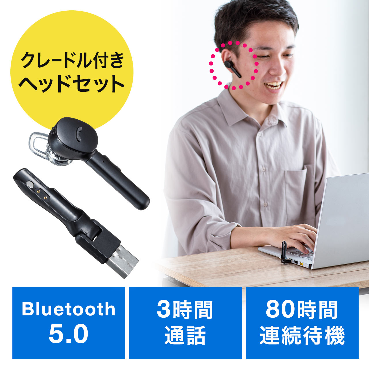 Bluetoothヘッドセット 無線 ワイヤレス 片耳 モノラルイヤホン 自動