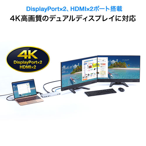 hbLOXe[V 2ʏo͑Ή  USB-Cڑ PD60WΉ 4K/60HzΉ HDMI DisplayPort USB3.0 ACA_v^t LLAN 401-CVDK6