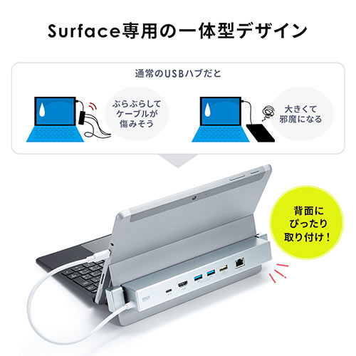 Surface専用ドッキングステーション Type-Cハブ 4K/30Hz HDMI USB×3 ...