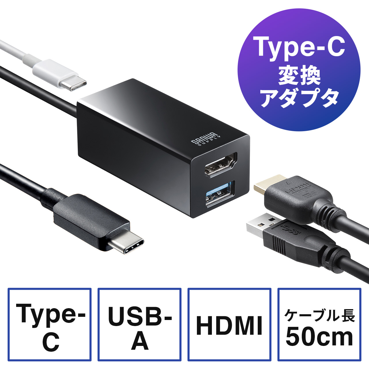 USB HDMI 変換アダプタ 4K 60Hz対応 ハブ Type-C接続 小型 USB PD対応