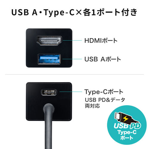 USB HDMI ϊA_v^ 4K 60HzΉ nu Type-Cڑ ^ USB PDΉ USB-C/USB-A|[g Win/MacΉ ʃt@Xi[t 401-HUB3TCH06BK