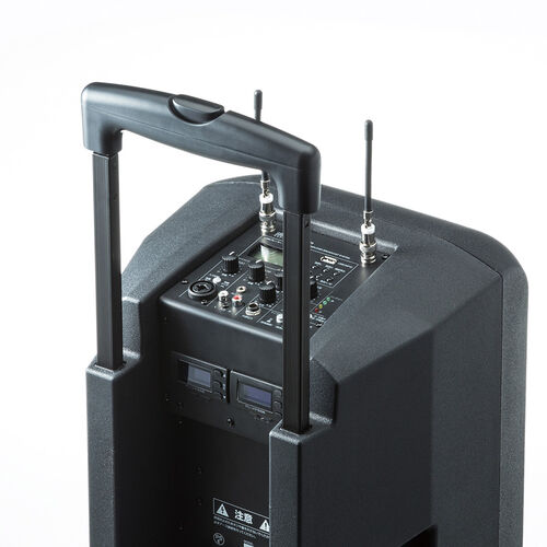ワイヤレスマイク付き 拡声器 最大200W出力 キャスター付き 401-SPAMP8
