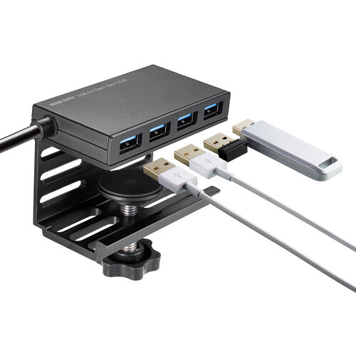 USBハブ クランプ式 USB-A USB3.2 Gen1 4ポート机 固定 ケーブル長1m