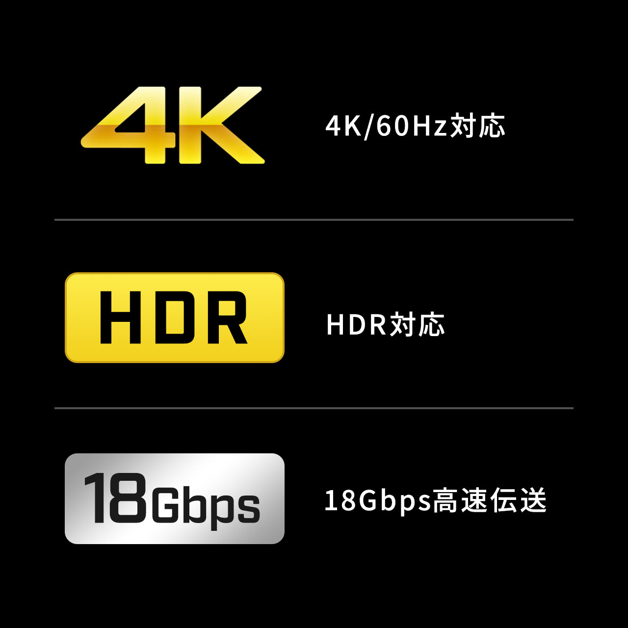 HDMIケーブル（4K/HDR対応・4.5m・光ファイバ使用・光る光ファイバケーブル） 500-HD025