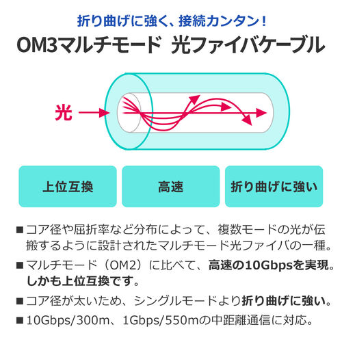 t@CoP[u OM3 10GBASE-SR/SWKi 10Gbps }`[h LC~2-LC~2 Kl^ 2c 50m 2m 500-HOM3LCLC-02