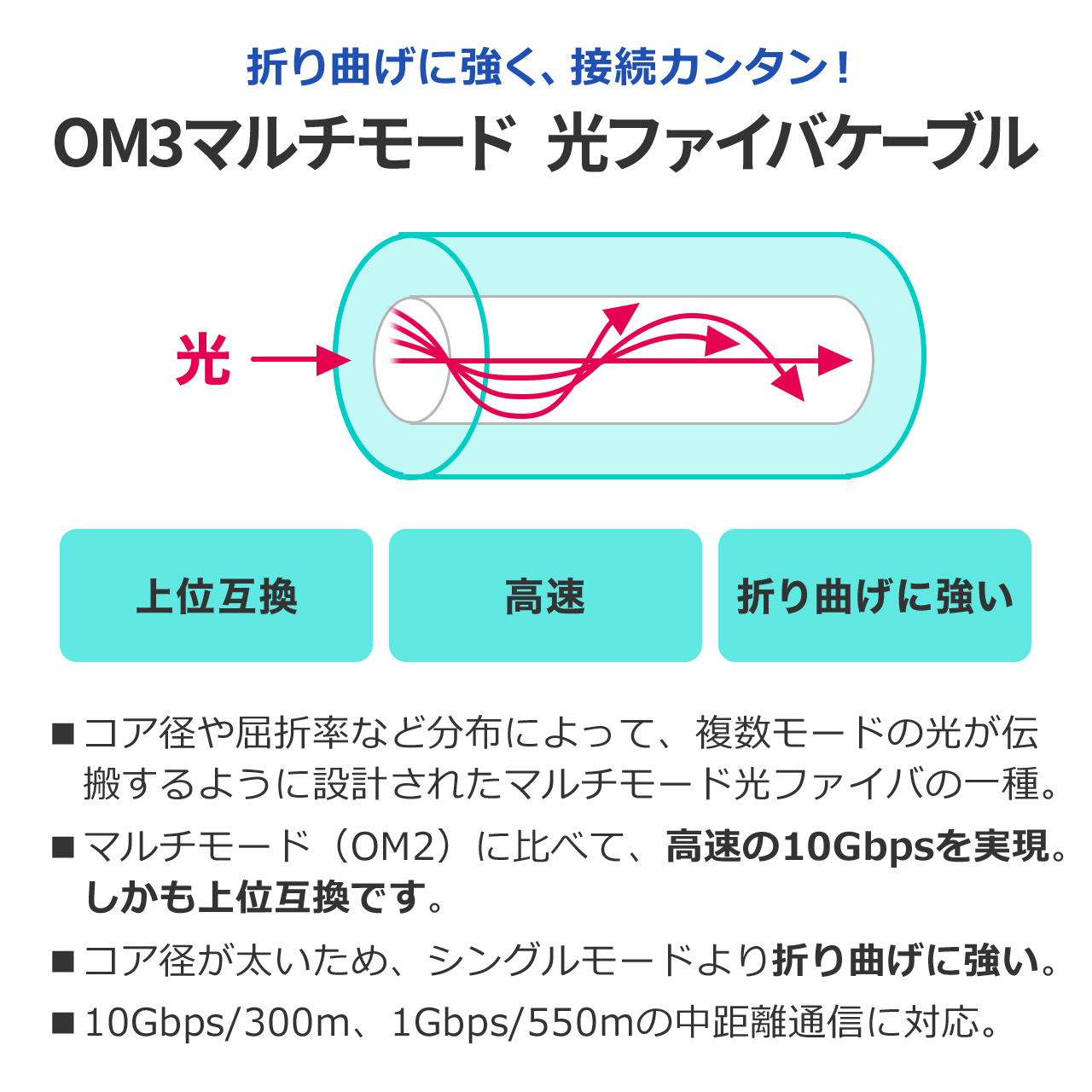 t@CoP[u OM3 10GBASE-SR/SWKi 10Gbps }`[h LC~2-LC~2 Kl^ 2c 50m 3m 500-HOM3LCLC-03