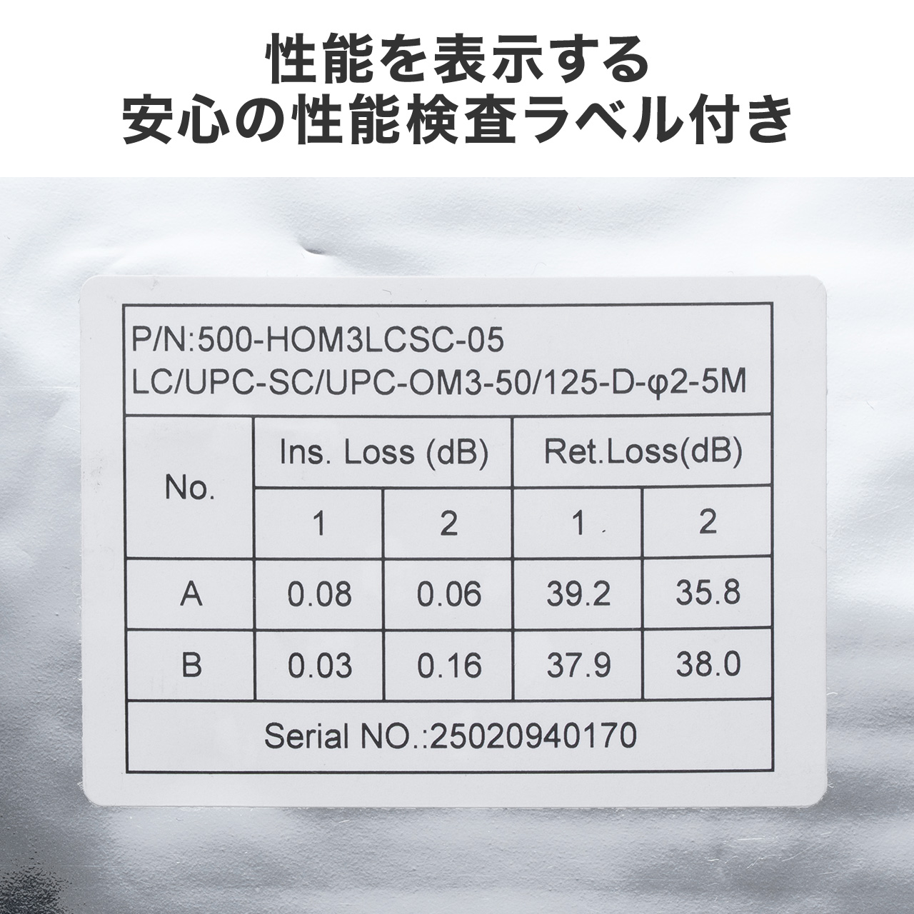 t@CoP[u OM3 10GBASE-SR/SWKi 10Gbps }`[h LC~2-SC~2 Kl^ 2c 50m 2m 500-HOM3LCSC-02