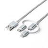 【ネコポス送料無料】3in1 ライトニング マイクロUSB USB Type-Cケーブル（Lightning・microUSB・Type-C対応・充電通信・1本3役）