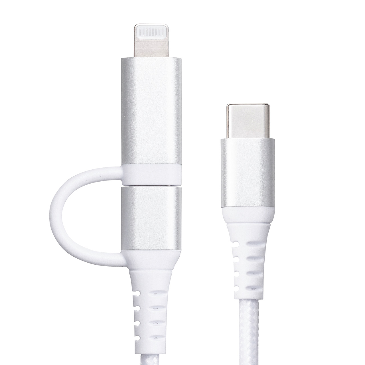 USB Type-C Lightning 2in1 USBP[u 1m TypeC-C PD60WΉ MFiFؕi f[^] iPad iPhone16 bVP[u 500-IPLM034W-1