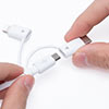 3in1 充電ケーブル ライトニング マイクロUSB USB Type-C巻取りケーブル（Lightning・microUSB・Type-C対応・MFi認証品・通信・3Way・ホワイト）