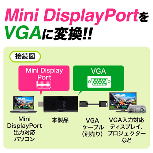 Mini DisplayPort-VGAϊA_v^[(ThunderboltEMini DisplayPortEVGAϊEtHDΉEMacBook ProESurface Pro 4Ήj 500-KC012MDV