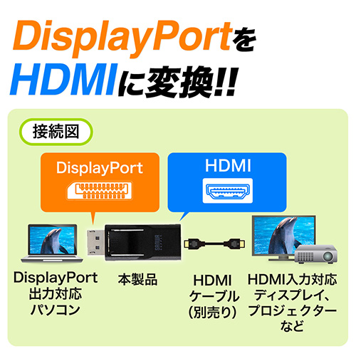 DisplayPort-HDMIϊA_v^[(4Ko͉\j 500-KC013DPH