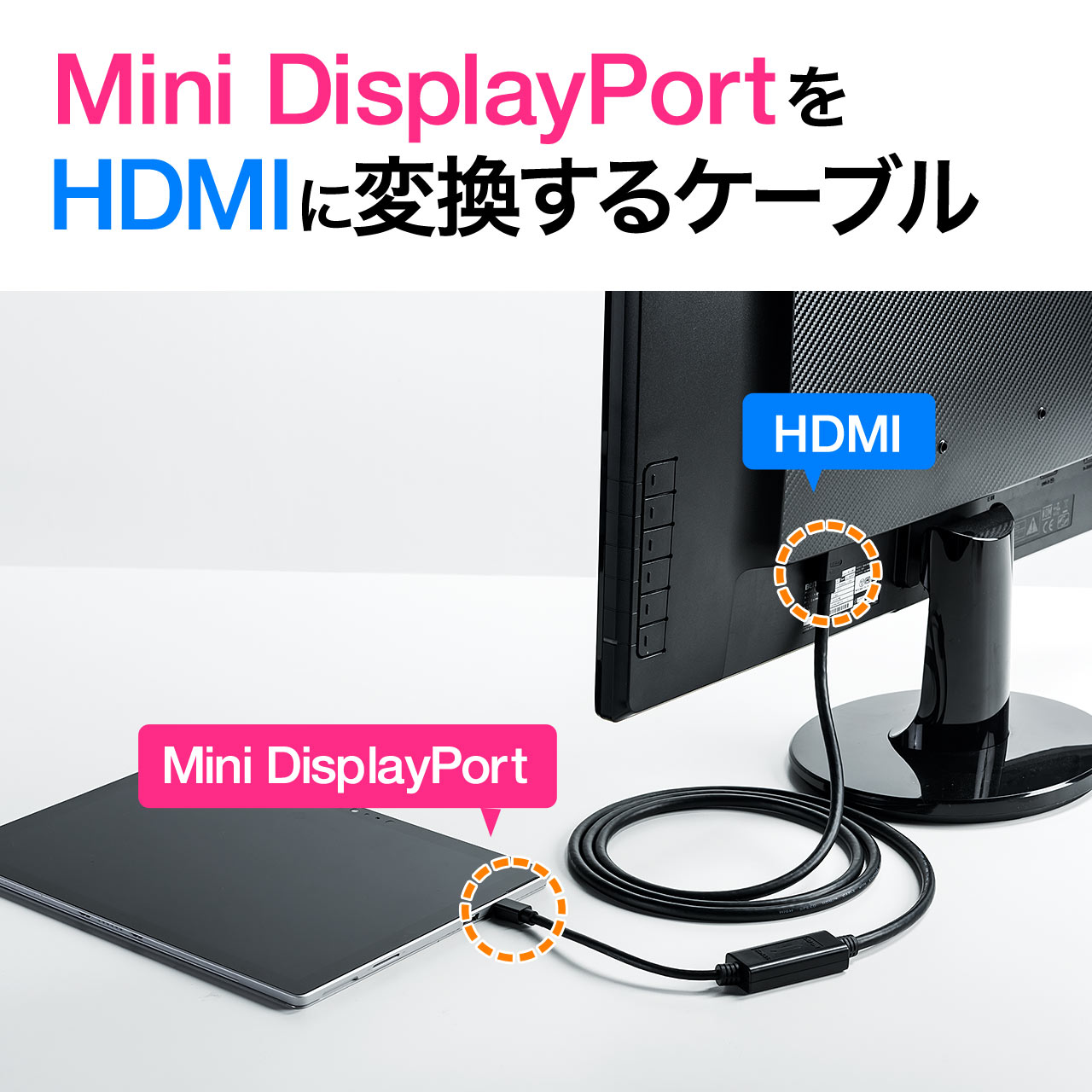 Mini DisplayPort-HDMIϊP[u(2mE4K/60HzΉEANeBu^CvEThunderboltϊE4Ko͉\ESurface Pro 4ΉEb`j 500-KC020-2