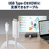 【サンワサマーセール】USB Type-C HDMI変換ケーブル（2m・4K/60Hz・HDR・HDCP2.2・Thunderbolt 3対応・USB 3.1・ホワイト）